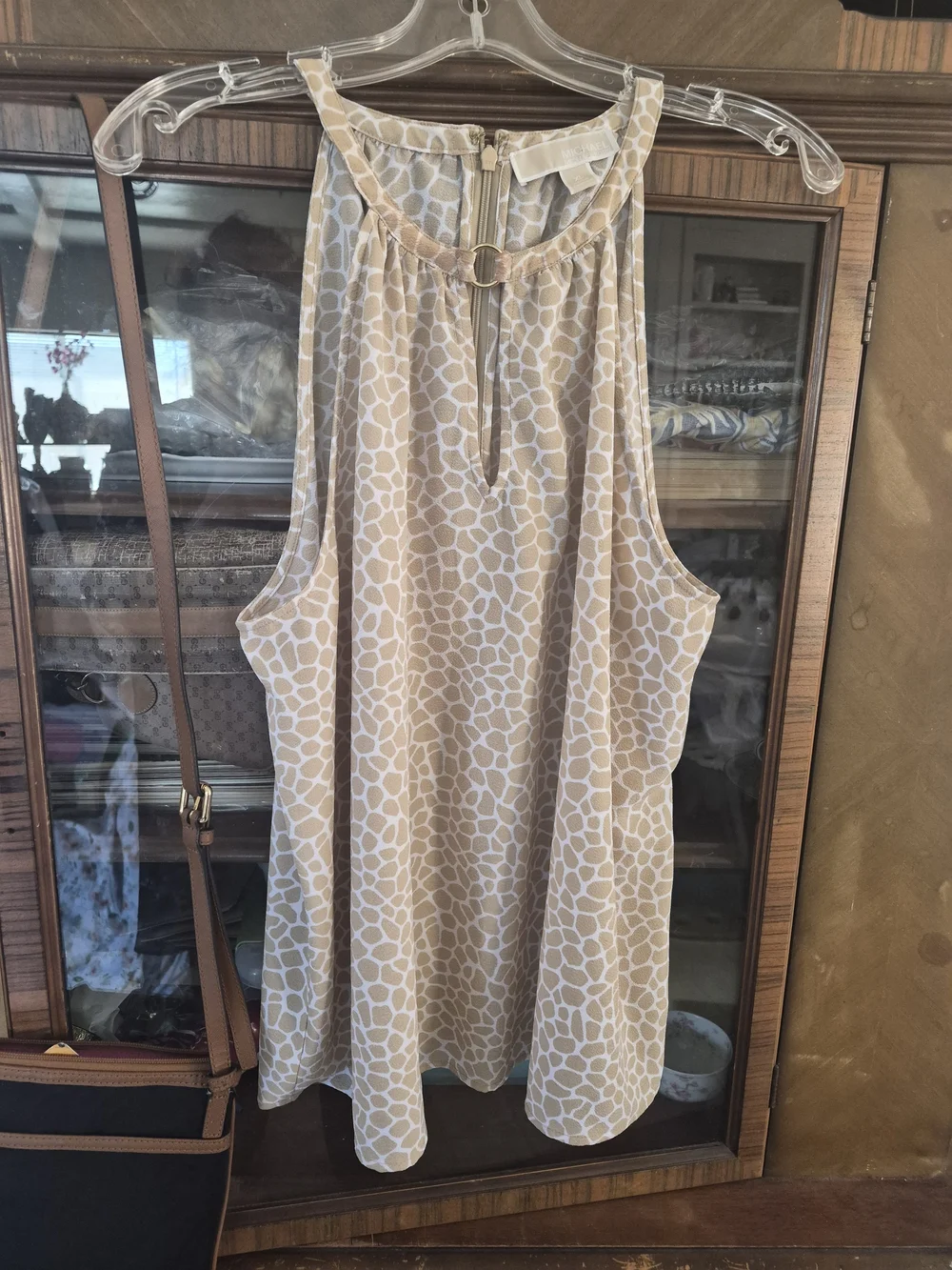 Michael Kors Beige and White Giraffe-Print Top XL